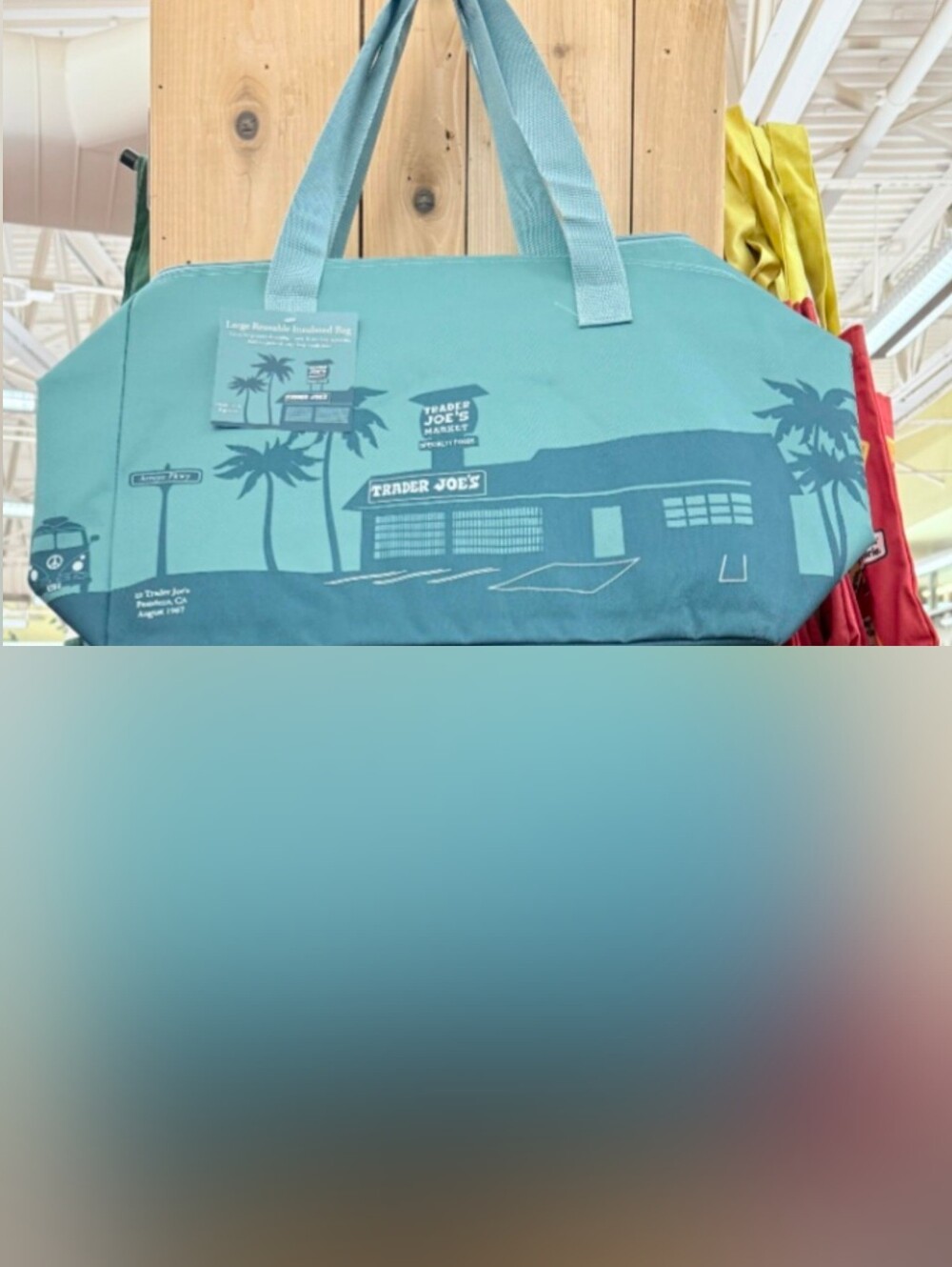 NWT Trader Joe's Insulated XL Dusty Blue Tote Freezer Tote. Bag W Free Gift